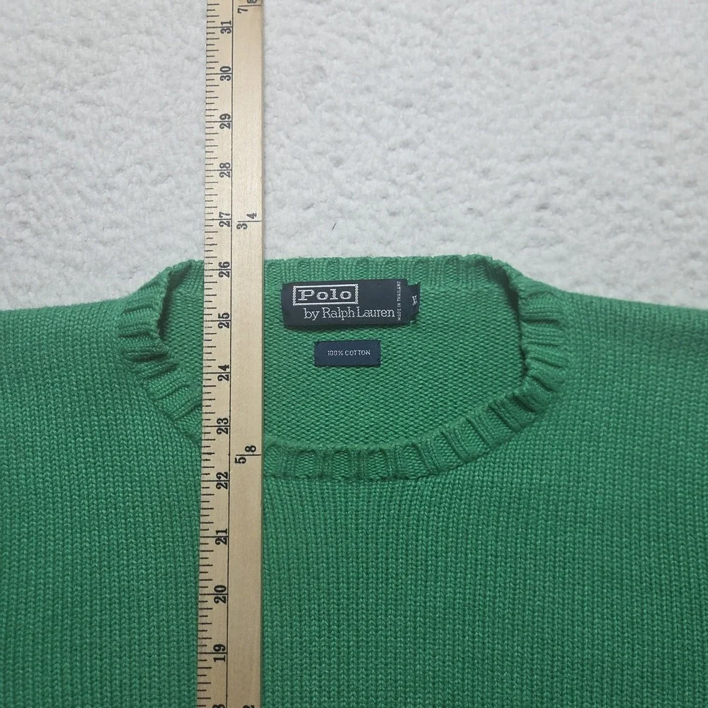 Vintage 90's Polo Ralph Lauren Sweater Mens XL Polo Green Knit Cotton Pony